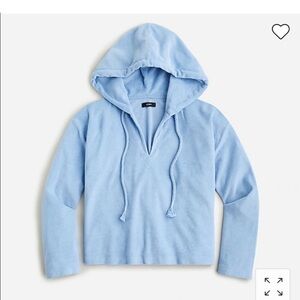 J. Crew Towel Terry Open V-Neck Hoodie in Hydrangea Blue Size 2X